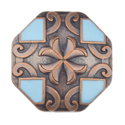 Turquoise & Copper Cross Concho