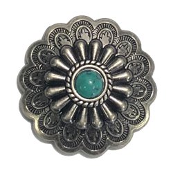 Antique Silver Sunburst Concho : Turquoise