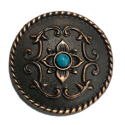 Antique Copper Round Concho : Turquoise