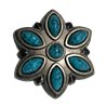 Antique Silver Turquoise Stone Flower Concho